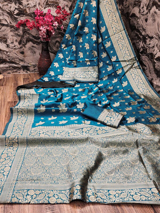 Winsome Blue Soft Silk Saree With Cynosure Blouse Piece