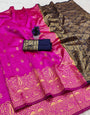 Ethnic Dark Pink Soft Silk Saree With Imaginative Blouse Piece