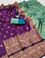 Outstanding Purple Soft Silk Saree With Elegant Blouse Piece
