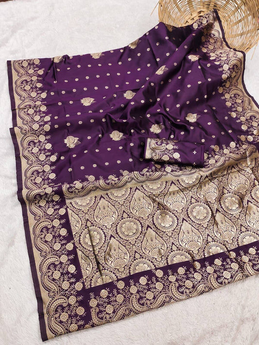 Enchanting Purple Soft Silk Saree With Alluring Blouse Piece