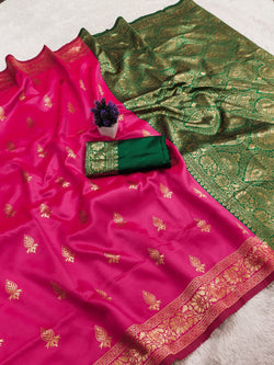 Charismatic Dark Pink Soft Silk Saree With Majestic Blouse Piece