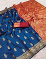 Unique Navy Blue Soft Silk Saree With Aplomb Blouse Piece