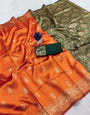 Mellifluous Orange Soft Silk Saree With Supernal Blouse Piece