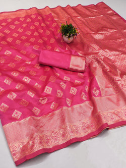 Rhapsodic Dark Pink Soft Silk Saree With Charming Blouse Piece