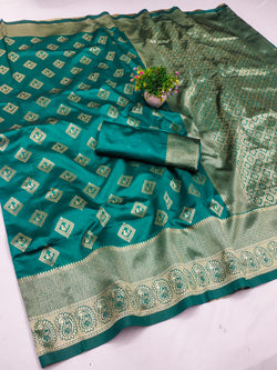 Nemesis Rama Soft Silk Saree With Felicitous Blouse Piece