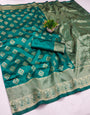 Nemesis Rama Soft Silk Saree With Felicitous Blouse Piece