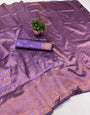 Conflate Lavender Soft Silk Saree With Refreshing Blouse Piece