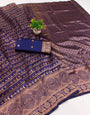 Blooming Navy Blue Soft Silk Saree With Tremendous Blouse Piece