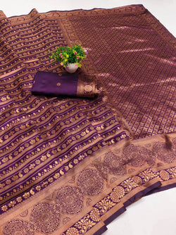 Staring Purple Soft Silk Saree With Opulent Blouse Piece