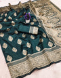 Posh Dark Green Soft Silk Saree With Stylish Blouse Piece