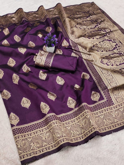 Ailurophile Purple Soft Silk Saree With Gleaming Blouse Piece