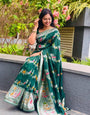 Allure Green Soft Banarasi Silk Saree With Angelic Blouse Piece