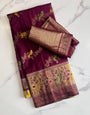 Gleaming Purple Soft Banarasi Silk Saree With Pulsating Blouse Piece