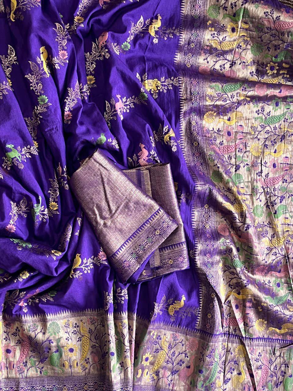 Serendipity Royal Purple Soft Banarasi Silk Saree With Surpassing Blouse Piece