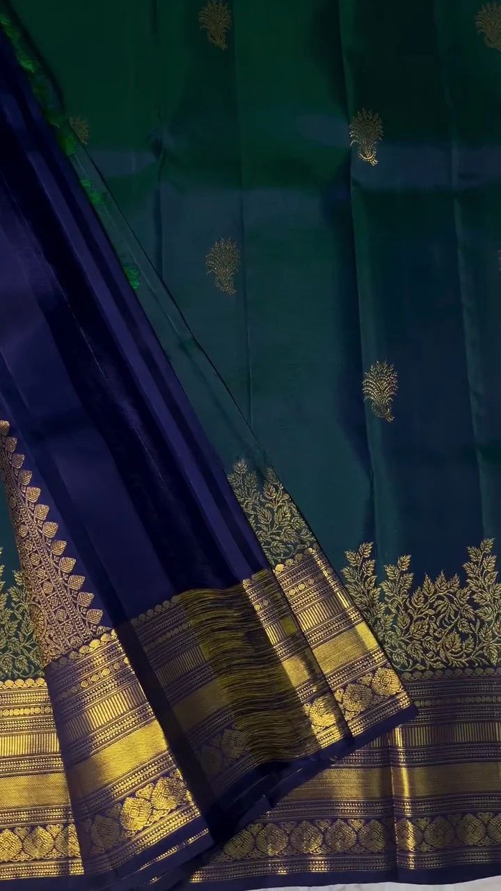 Majestic Rama Soft Banarasi Silk Saree With Ethnic Blouse Piece