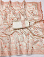 Sempiternal Beige Embroidery Work Tussar Silk Saree With Unique Blouse Piece