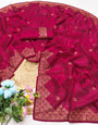 Magnificat Dark Pink Embroidery Work Tussar Silk Saree With Wonderful Blouse Piece