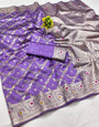 Mesmeric Lavender Soft Banarasi Silk Saree With Breathtaking Blouse Piece