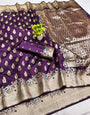 Glowing Purple Soft Banarasi Silk Saree With Alluring Blouse Piece