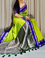 Murmurous Parrot Soft Banarasi Silk Saree With Bucolic Blouse Piece