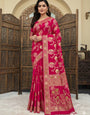 Sensational Dark Pink Banarasi Dola Silk Saree With Surreptitious Blouse Piece