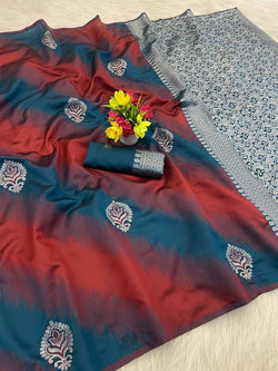 Moiety Blue Soft Silk Saree With Posh Blouse Piece