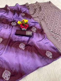 Breathtaking Lavender Soft Silk Saree With Refreshing Blouse Piece