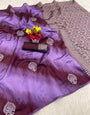 Breathtaking Lavender Soft Silk Saree With Refreshing Blouse Piece