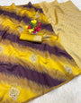 Twirling Yellow Soft Silk Saree With Fancifull Blouse Piece