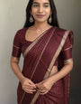 Denouement Brown Banarasi Viscose Silk Saree With Verdant Blouse Piece