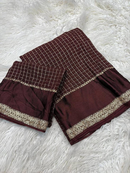 Denouement Brown Banarasi Viscose Silk Saree With Verdant Blouse Piece