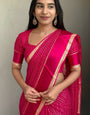 Classy Dark Pink Banarasi Viscose Silk Saree With Desuetude Blouse Piece