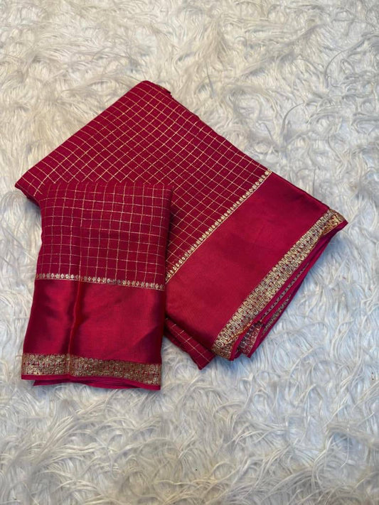 Classy Dark Pink Banarasi Viscose Silk Saree With Desuetude Blouse Piece