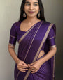 Trendy Purple Banarasi Viscose Silk Saree With Prodigal Blouse Piece