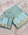 Proficient Sky Banarasi Viscose Silk Saree With Efflorescence Blouse Piece