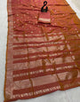 Effulgent Pink Pure Zari Weaving Banarasi Silk Saree With Exuberant Blouse Piece
