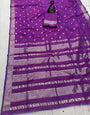 Tantalizing Purple Pure Zari Weaving Banarasi Silk Saree With Comely Blouse Piece