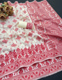 Enamoring Off White Cotton Silk Saree With Admirable Blouse Piece