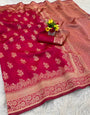 Chatoyant Dark Pink Soft Silk Saree With Palimpsest Blouse Piece