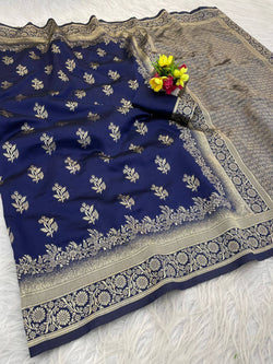 Susurrous Navy Blue Soft Silk Saree With Inspiring Blouse Piece
