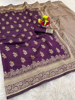 Imaginative Purple Soft Silk Saree With Engrossing Blouse Piece