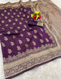 Imaginative Purple Soft Silk Saree With Engrossing Blouse Piece