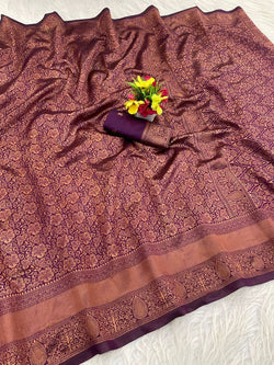 Enthralling Purple Soft Silk Saree With Eclat Blouse Piece