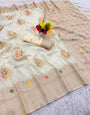 Bewitching Beige Banarasi Georgette Silk Saree With Conflate Blouse Piece