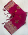 Murmurous Dark Pink Banarasi Georgette Silk Saree With Elegant Blouse Piece