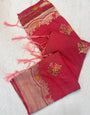 Exceptional Pink Banarasi Georgette Silk Saree With Impressive Blouse Piece
