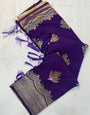 Evocative Purple Banarasi Georgette Silk Saree With Dalliance Blouse Piece