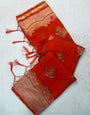 Sonorous Red Banarasi Georgette Silk Saree With Eloquence Blouse Piece