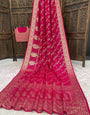 Embrocation Dark Pink Banarasi Dola Silk Saree With Conflate Blouse Piece