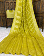Serendipity Mehndi Banarasi Dola Silk Saree With Panoply Blouse Piece
